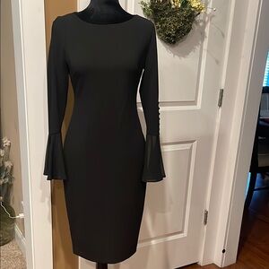 Calvin Klein Flared button sleeve dress .